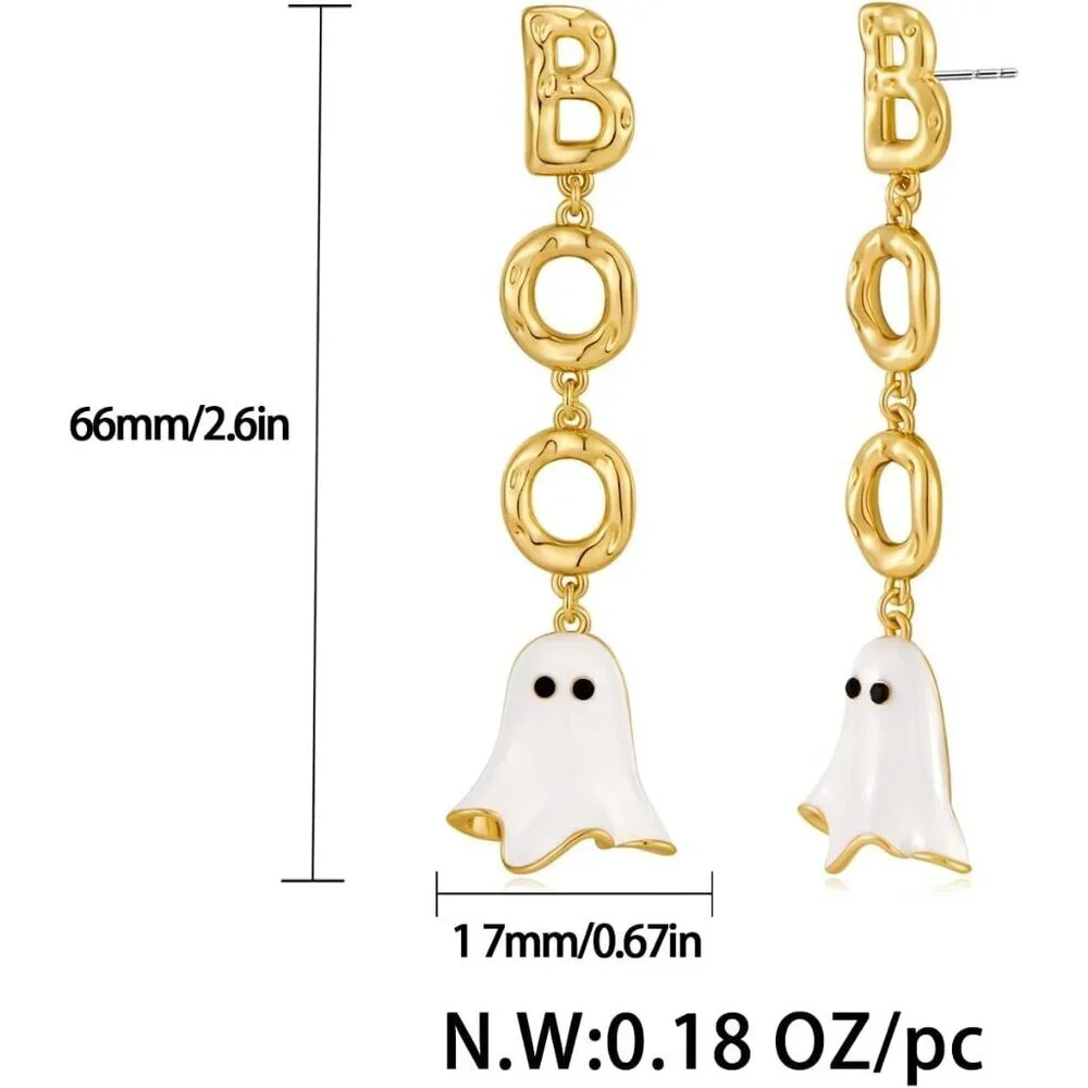 Women's Boo Ghost Halloween Earrings Pumpkin Hat Skull Costume Party Jewellery